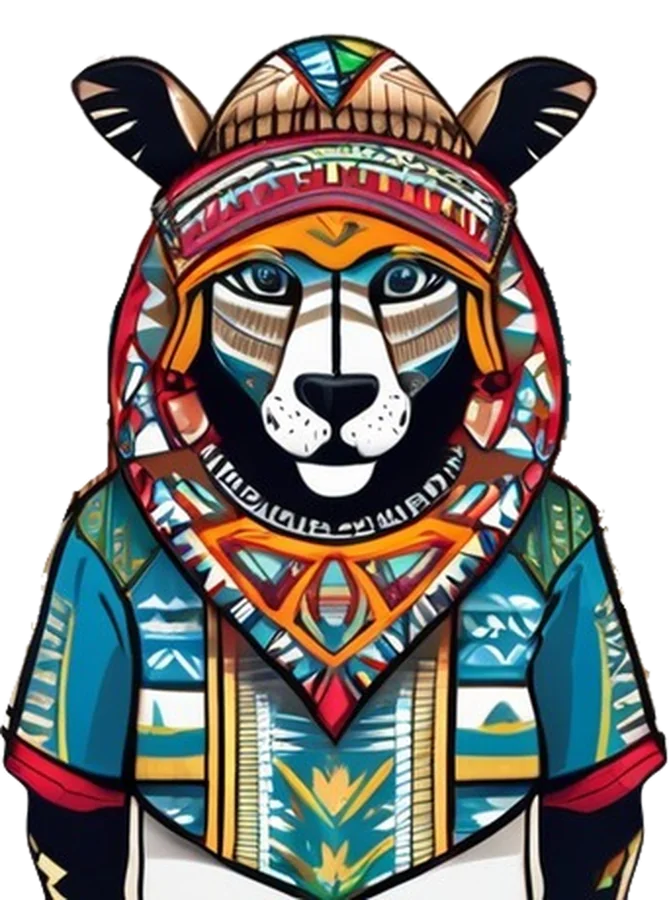 Mascota de Batai Andes con poncho andino